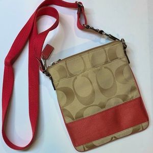 Coach crossbody with pink stipe